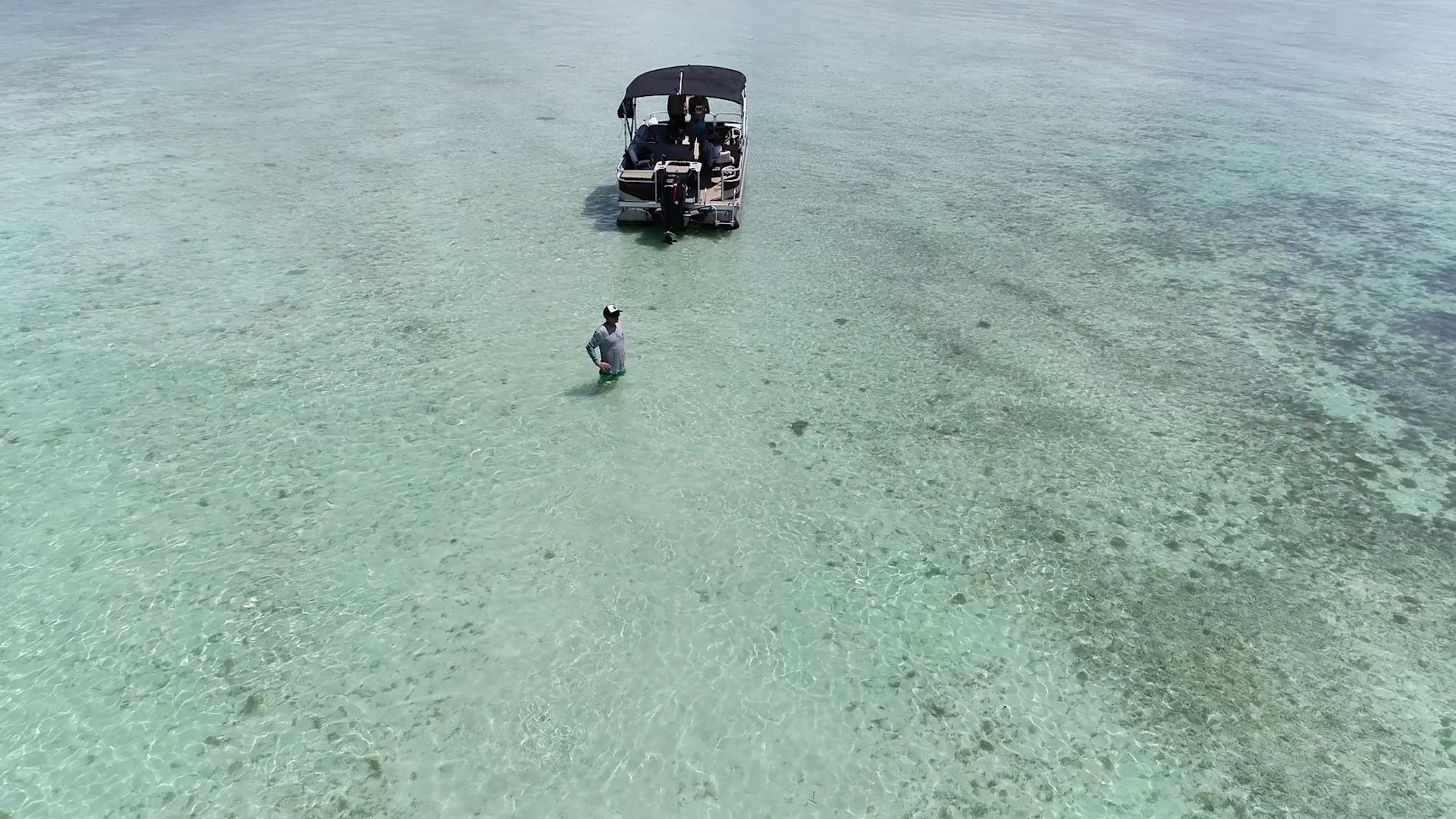 Captain Dane drone shot in crystal water